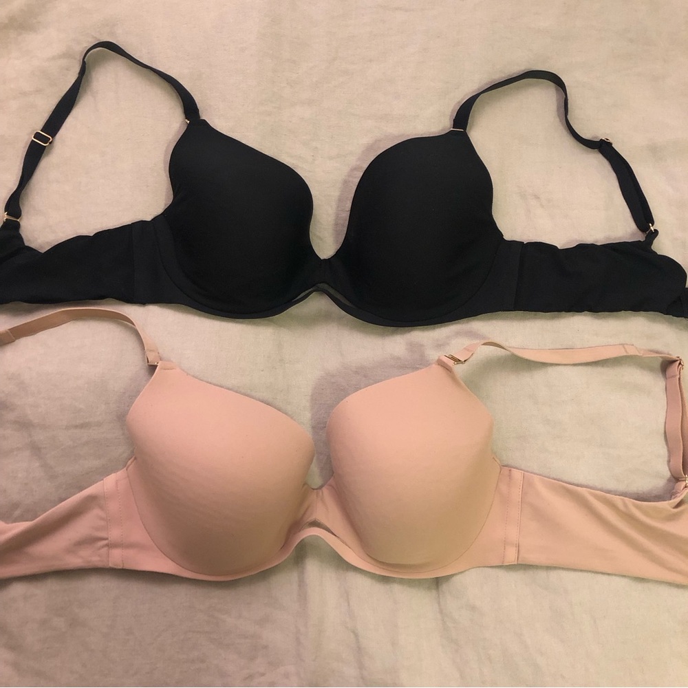 Two Soma Bodify Perfect Coverage bras, 34C, black and nude set